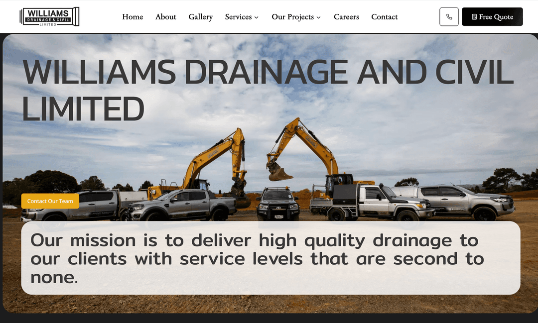 Williams Drainage and Civil Website